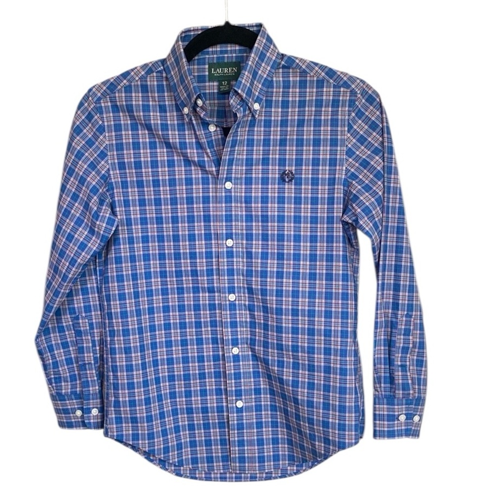 Lauren Ralph Lauren Blue Casual Long-Sleeve Button Down Shirt